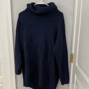 Navy Blue Turtleneck Sweater Dress